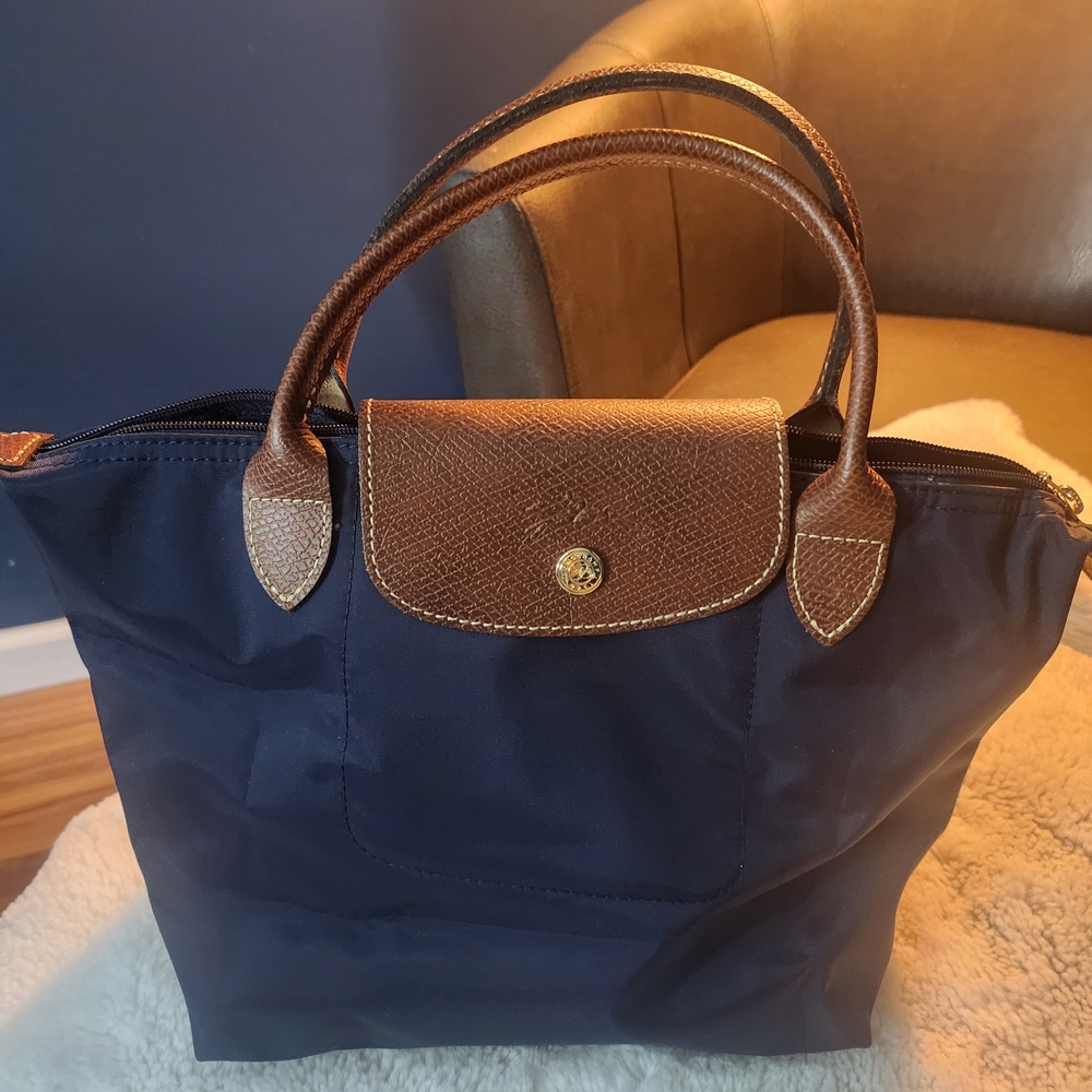 Longchamp Mini Bag in Navy and Brown